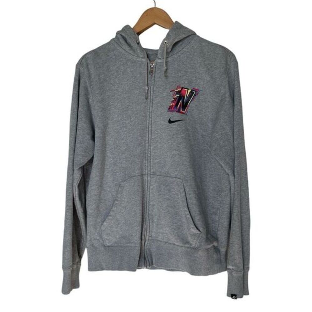Vintage Nike Hoodie Sweatshirt Unisex Large Full Zip Logo Gray‎ Athletic Dept